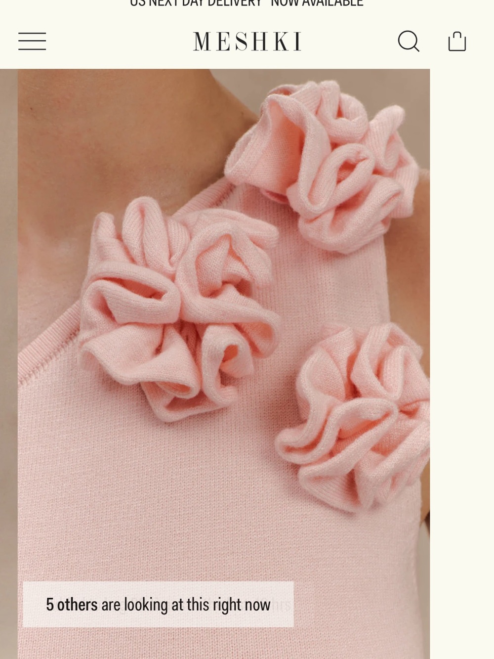 Meshki Paloma One Shoulder Knit Maxi Dress With Flowers - Baby Pink - Picture 6 of 13